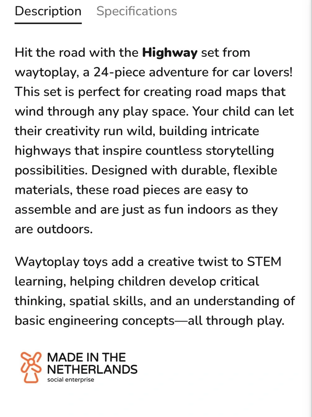 waytoplay Black Road Building Set Pieces
